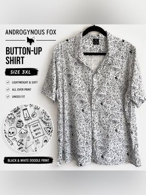 Androgynous Fox Stick n’ Poke Button-Up Shirt